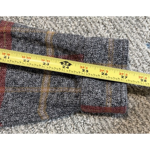 Carbon2Cobalt Shirt Flannel Mens Large Gray Red Plaid Knit Button Up Flap Pocket - Picture 7 of 7
